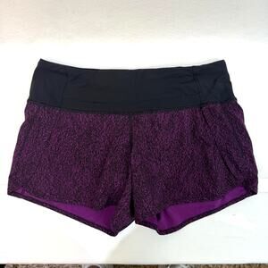 Lululemon Run Times Shorts 4" Inseam Purple Black Lined Running Athletic Size 4